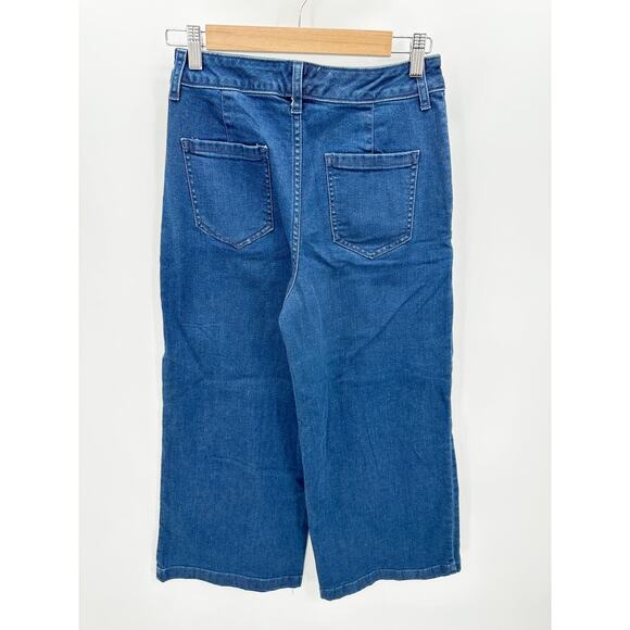 A New Day Dark Wash Blue Cotton Blend Denim Stretch Wide Leg Pants Womens Size 2 - Picture 2 of 8